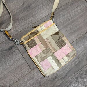 Coach Patchwork Crossbody in Pink, Beige & Tan